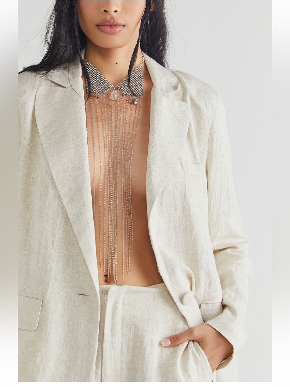 Free People Ariana Ost No Halo Body Chain Gemstone Rhinestone Mix Metal Necklace